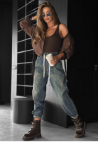 Pantaloni din denim ze ściągaczem baggy That’s Not Me albastre