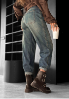 Pantaloni din denim ze ściągaczem baggy That’s Not Me albastre
