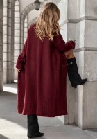 Cardigan lung oversize cu buzunare Marbelio