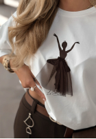 Tricou z nadrukiem Primabalerina Alb