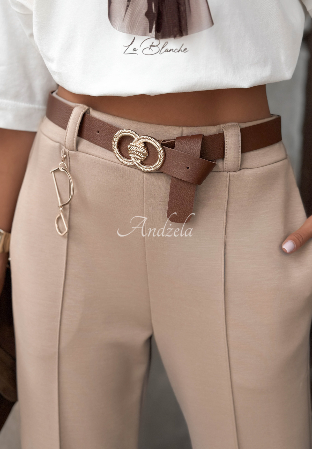 Pantaloni din material cu curea Full Battery