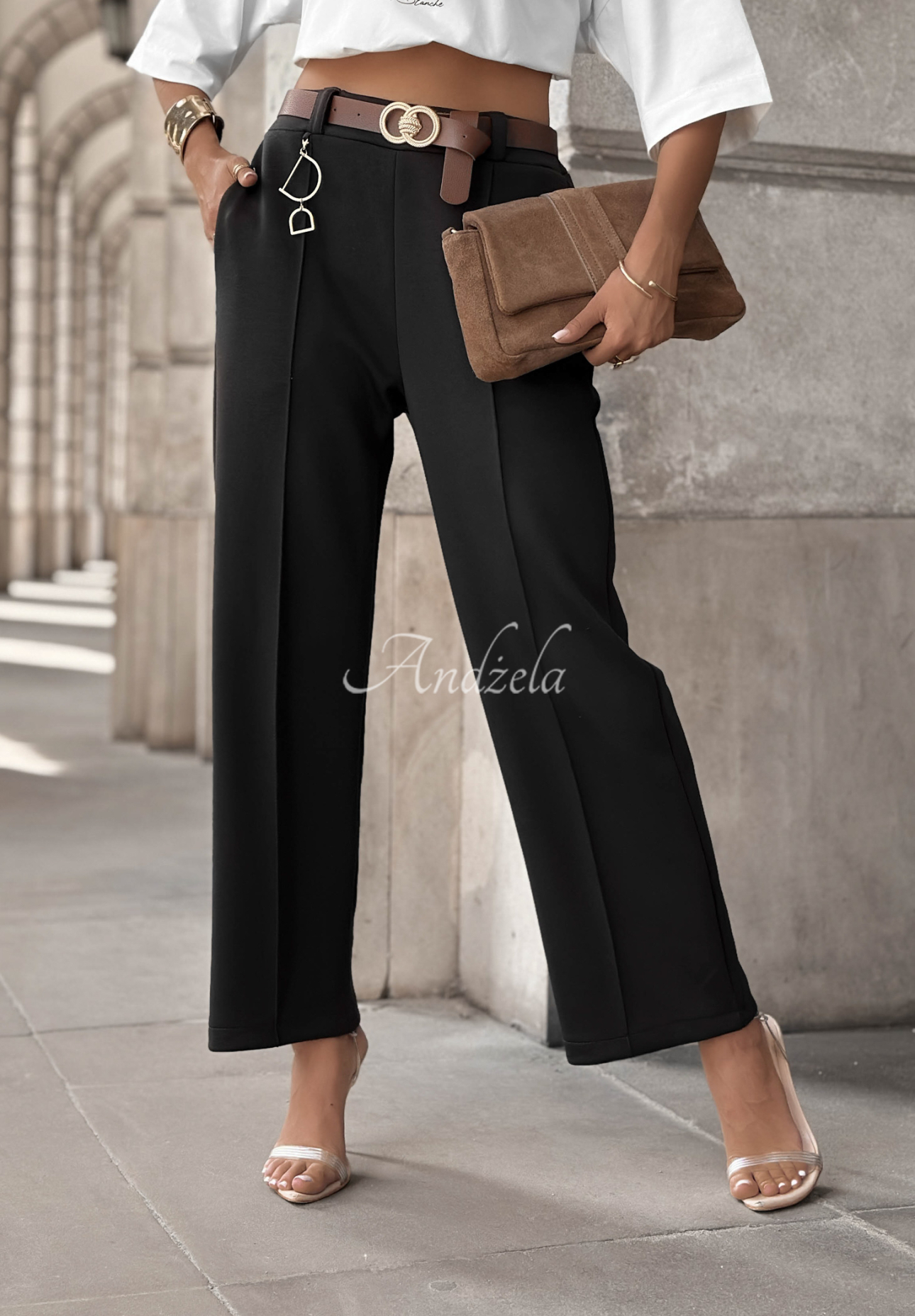 Pantaloni din material cu curea Full Battery