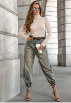 Pantaloni din denim balloon Still Not Over ciemnoniebieskie