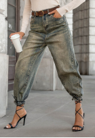 Pantaloni din denim balloon Still Not Over ciemnoniebieskie