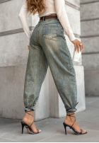 Pantaloni din denim balloon Still Not Over ciemnoniebieskie