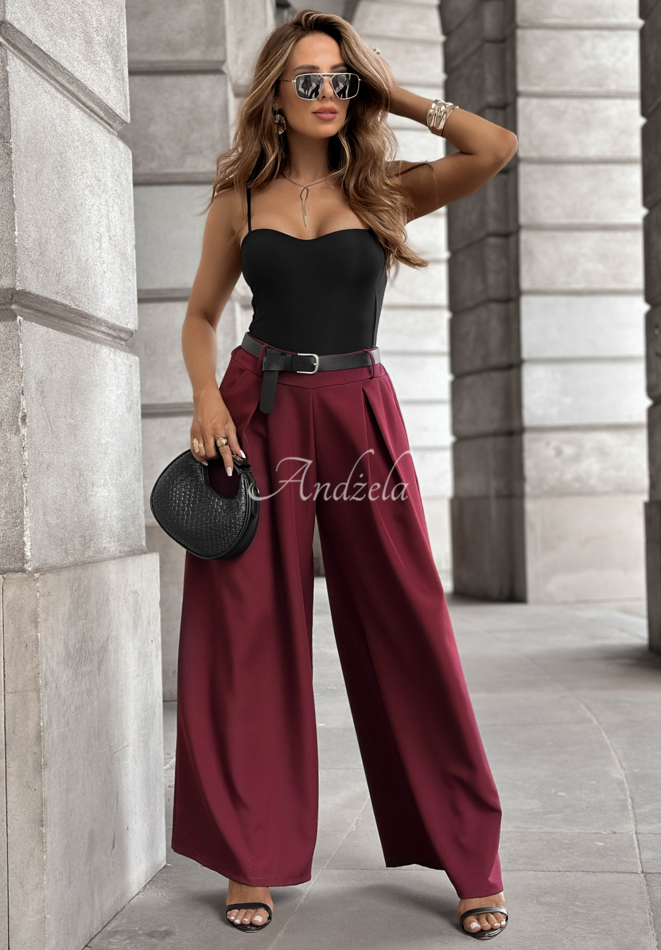 Pantaloni wide leg din material Take A Breath