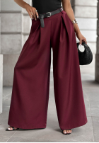 din material textil Pantaloni wide leg Set The Rules burgundowe