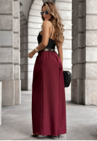 din material textil Pantaloni wide leg Set The Rules burgundowe