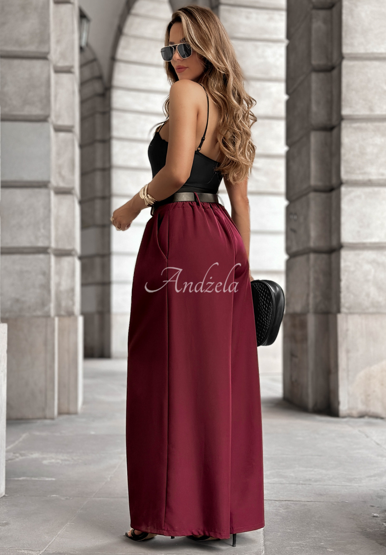 Pantaloni wide leg din material Take A Breath