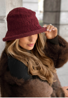 Pălărie z kożuszkiem bucket hat Tell Me Again burgundowy