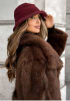 Pălărie z kożuszkiem bucket hat Tell Me Again burgundowy