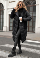 Długa pikowana Geacă z kożuszkiem Long Cold Winter negru