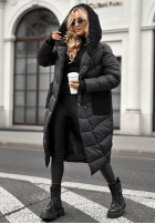 Długa pikowana Geacă z kożuszkiem Long Cold Winter negru