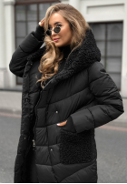 Długa pikowana Geacă z kożuszkiem Long Cold Winter negru
