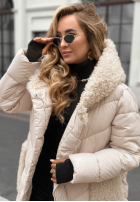 Długa pikowana Geacă z kożuszkiem Long, Cold Winter bej
