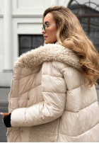 Długa pikowana Geacă z kożuszkiem Long, Cold Winter bej