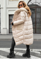 Długa pikowana Geacă z kożuszkiem Long, Cold Winter bej