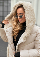 Długa pikowana Geacă z kożuszkiem Long, Cold Winter bej