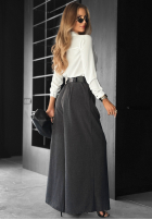 din material textil Pantaloni wide leg Need Coffee grafitowe