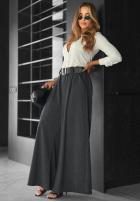 din material textil Pantaloni wide leg Need Coffee grafitowe