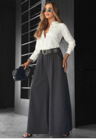 din material textil Pantaloni wide leg Need Coffee grafitowe