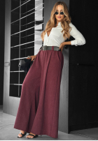 din material textil Pantaloni wide leg Need Coffee burgundowe