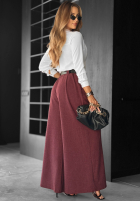 din material textil Pantaloni wide leg Need Coffee burgundowe