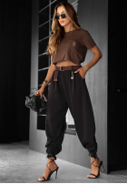 Pantaloni z paskiem Lost Connection negre