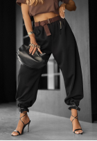 Pantaloni z paskiem Lost Connection negre