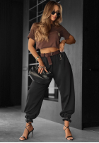 Pantaloni z paskiem Lost Connection negre