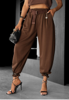 Pantaloni z paskiem Lost Connection ciocolatii