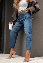 Pantaloni din denim z paskiem Calm But Crazy albastre