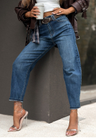 Pantaloni din denim z paskiem Calm But Crazy albastre