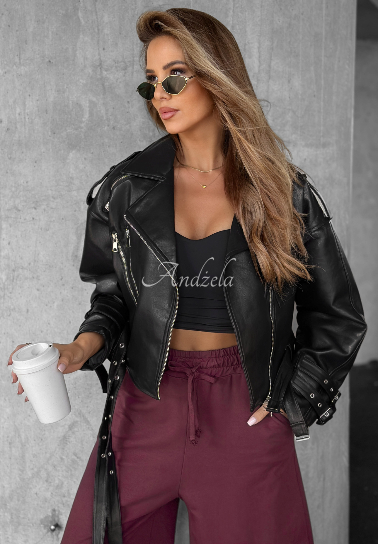 Pantaloni wide leg din material Trust The Moment
