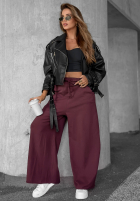 din material textil Pantaloni wide leg Trust The Moment burgundowe