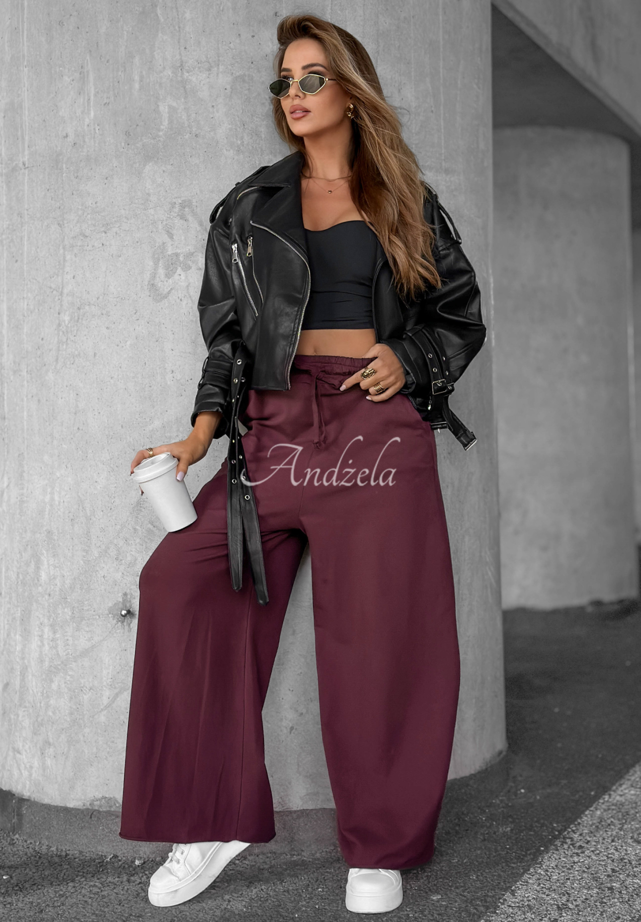 Pantaloni wide leg din material Trust The Moment