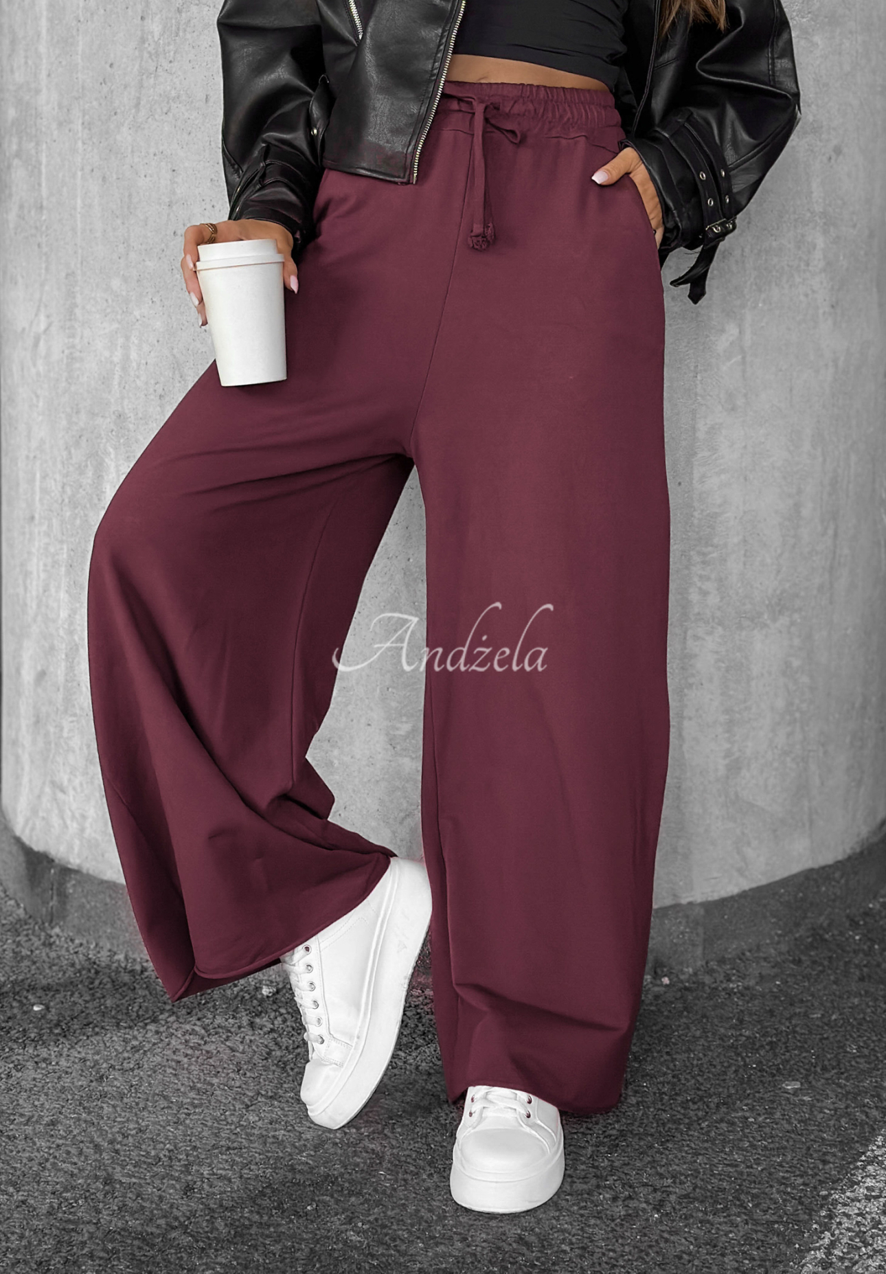 Pantaloni wide leg din material Trust The Moment