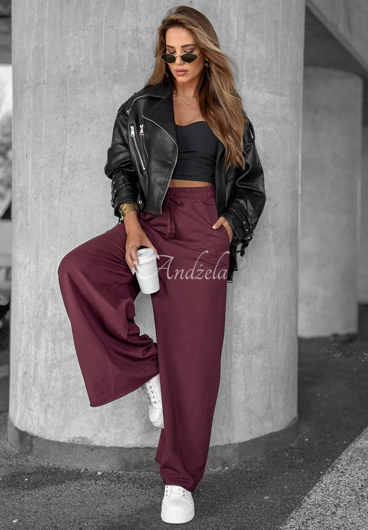 Pantaloni wide leg din material Trust The Moment