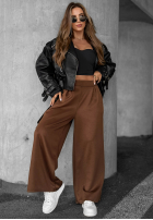 din material textil Pantaloni wide leg Listen Me ciocolatii