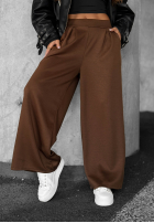 din material textil Pantaloni wide leg Listen Me ciocolatii