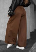 din material textil Pantaloni wide leg Listen Me ciocolatii