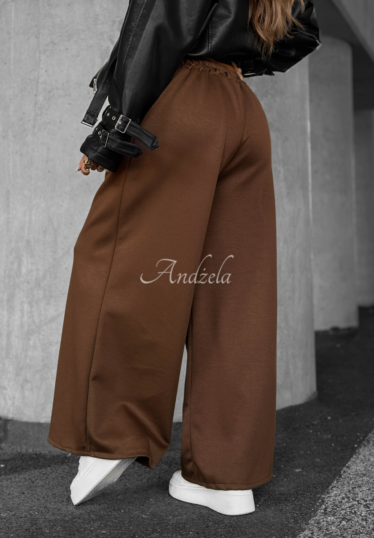 Pantaloni wide leg din material Listen Me