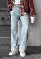 Pantaloni din denim z przetarciami Unavailable albastre