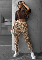 Pantaloni dresowe cu model tip panteră Under Control bej