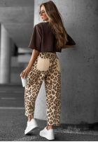 Pantaloni dresowe cu model tip panteră Under Control bej