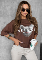 Tricou z napisem Reload ciocolatiu