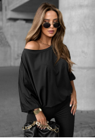 Bluză oversize na jedno ramię Missing Piece negru