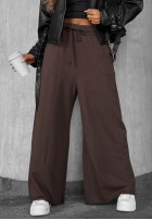 din material textil Pantaloni wide leg Trust The Moment ciocolatii