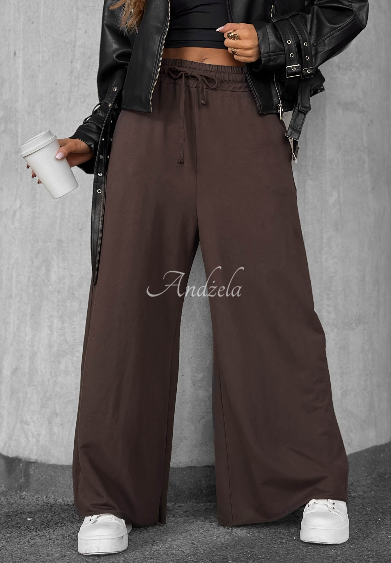 Pantaloni wide leg din material Trust The Moment