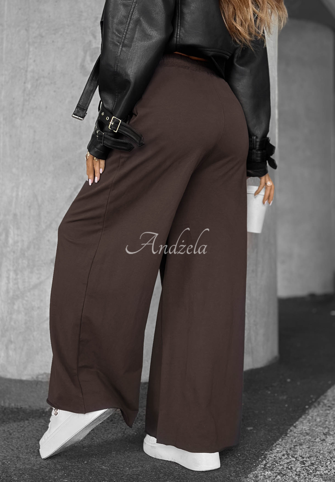 Pantaloni wide leg din material Trust The Moment